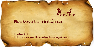Moskovits Antónia névjegykártya